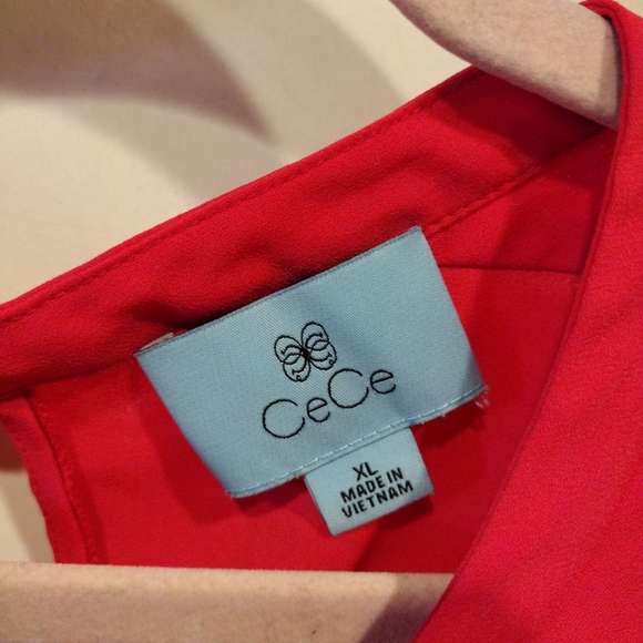 CeCe Women's Dark Pink Sleeveless Chiffon Tank Top Sz XL-Career Casual Girlcore - Picture 2 of 7